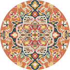 Unique Flower Pattern Rug Colorful Moroccan Rug Polyester Pet Friendly Non-Slip Back Washable Rug for the Living Room