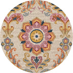 Unique Flower Pattern Rug Colorful Moroccan Rug Polyester Pet Friendly Non-Slip Back Washable Rug for the Living Room
