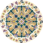 Unique Flower Pattern Rug Colorful Moroccan Rug Polyester Pet Friendly Non-Slip Back Washable Rug for the Living Room