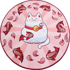 Kids Cat Pattern Rug Blue and Pink Polyester Rug Washable Pet-Friendly Non-Slip Rug for the Children's Room
