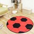 White and Red Children's Carpet Polyester Basketball and Soccer Pattern Rug Pet Friendly Washable Non-Slip Backing Rug for Decoration