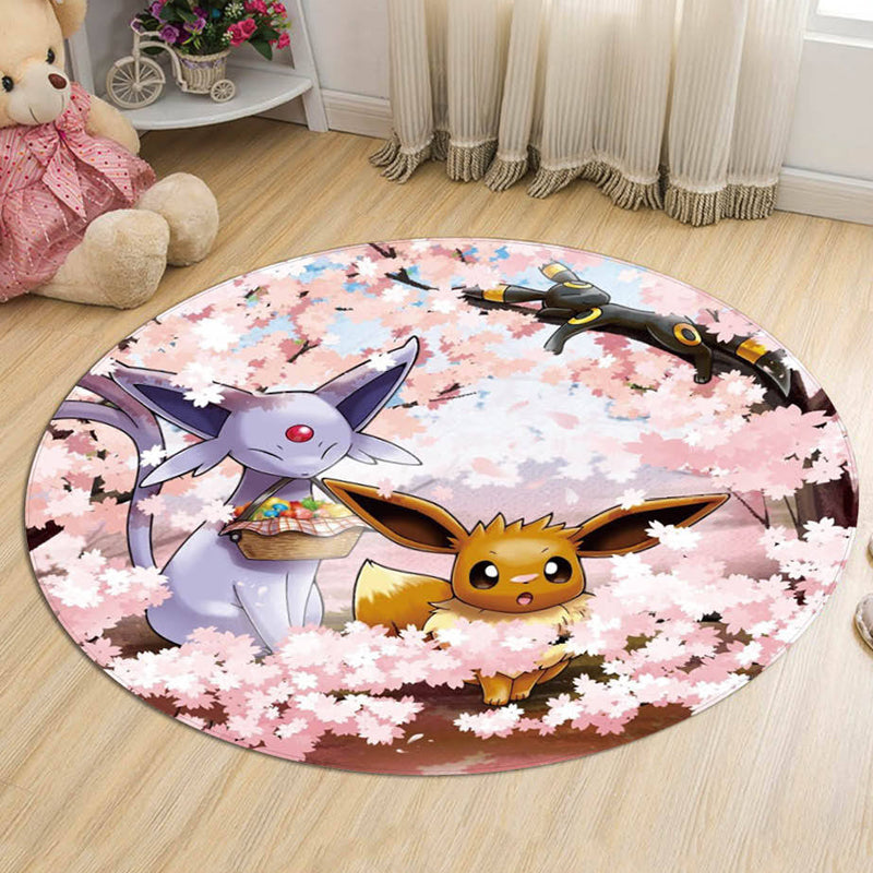 Kids Cartoon Character Pattern Carpet Multicolored Polyester Carpet Washable Pet Friendly Non-slip Rug for the Children's Room