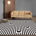 Modern Striped Pattern Carpet Black and White Polyester Carpet Washable Pet Friendly Non-Slip Area Rug for Living Room