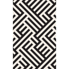 Modern Striped Pattern Carpet Black and White Polyester Carpet Washable Pet Friendly Non-Slip Area Rug for Living Room