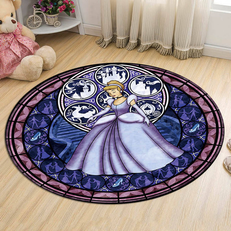 Unique Cartoon Character Pattern Rug Multicolor Kids Rug Polyester Animal Friendly Washable Area Rug for Kids Room