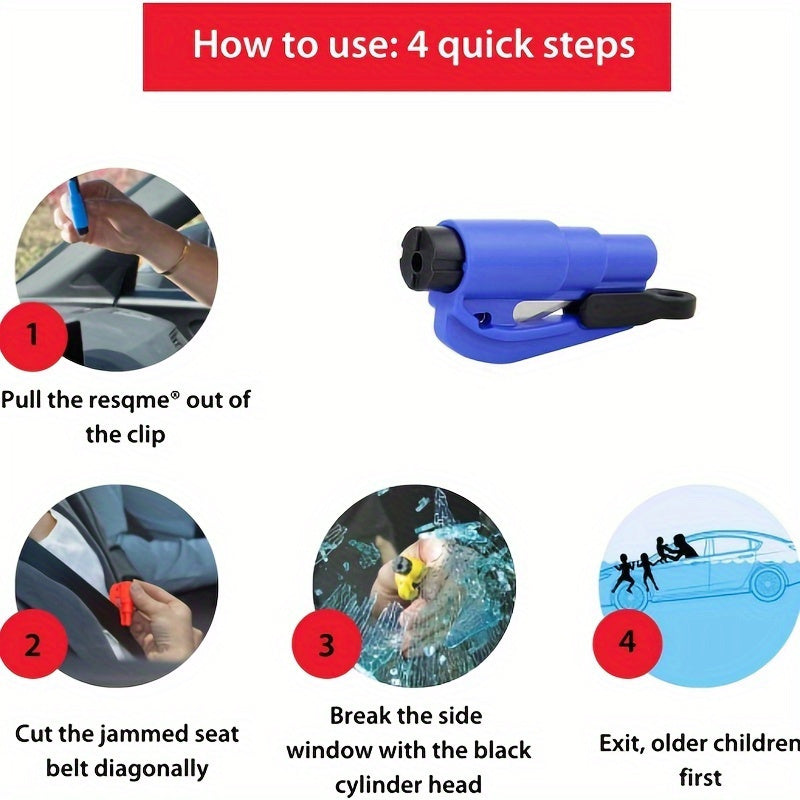 Compact Emergency Safety Hammer with Ergonomic Handle – Window Breaker for Quick Escape in the Car, Available in Multiple Colors