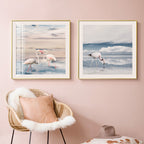 Lake and Flamingo Painting Tropical Style Canvas Wall Print, Multiple Sizes