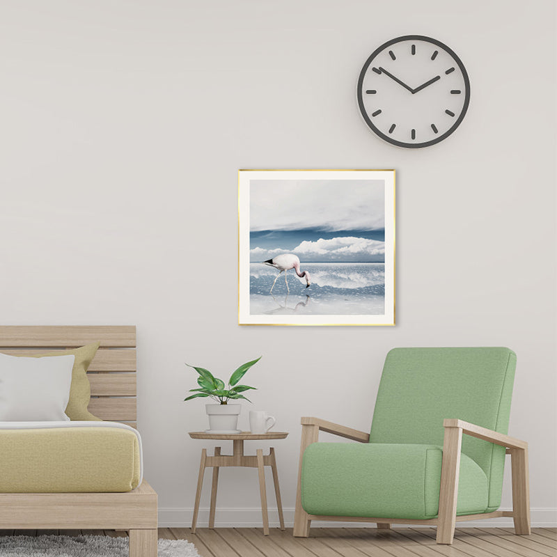 Lake and Flamingo Painting Tropical Style Canvas Wall Print, Multiple Sizes