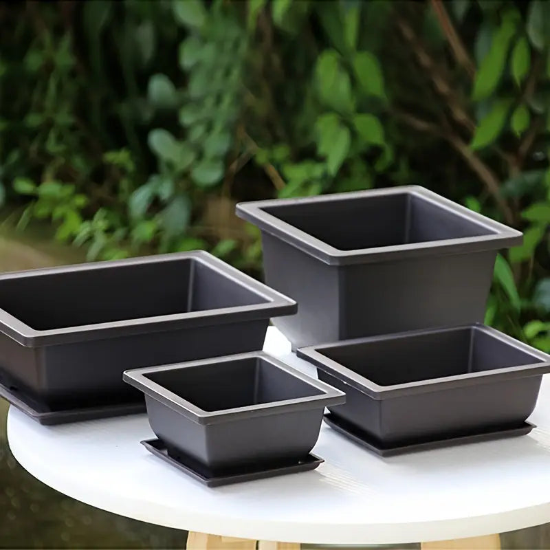 Plant pot with saucer – Rectangular flower pot for garden and balcony
