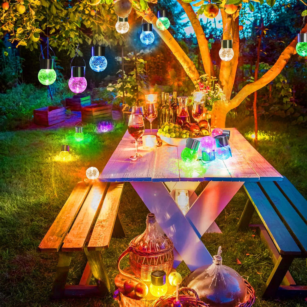Multicolor Crackle Glass Hanging Solar Light