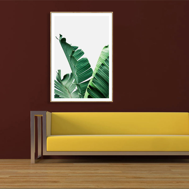 Green Banana Leaf Canvas Art Textured Tropical Bedroom Wall Decor, Different Size