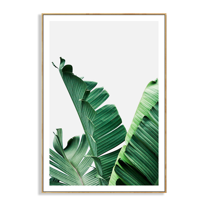 Green Banana Leaf Canvas Art Textured Tropical Bedroom Wall Decor, Different Size