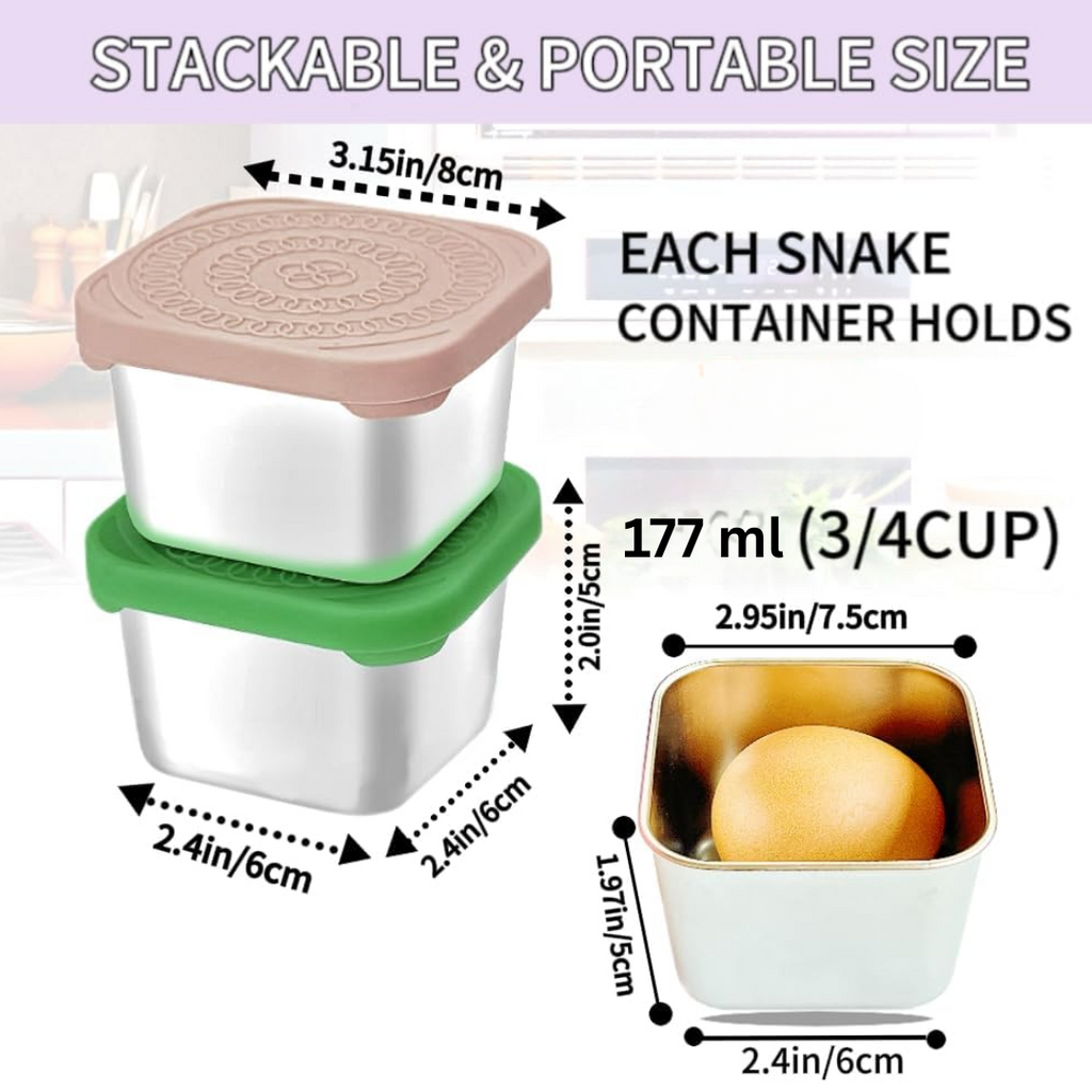 175ml Stainless Steel Snack Boxes for Kids - 6-Pack