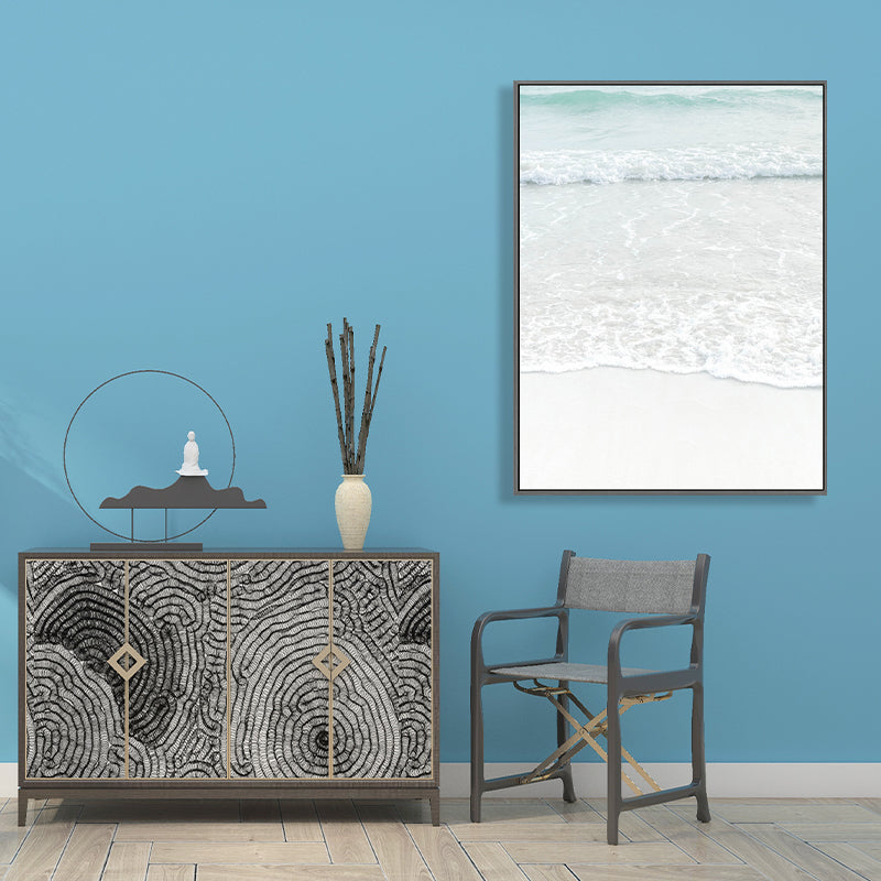 Beige Sea-water Wall Decoration Tropical Style Texture Canvas Print for Dining Room
