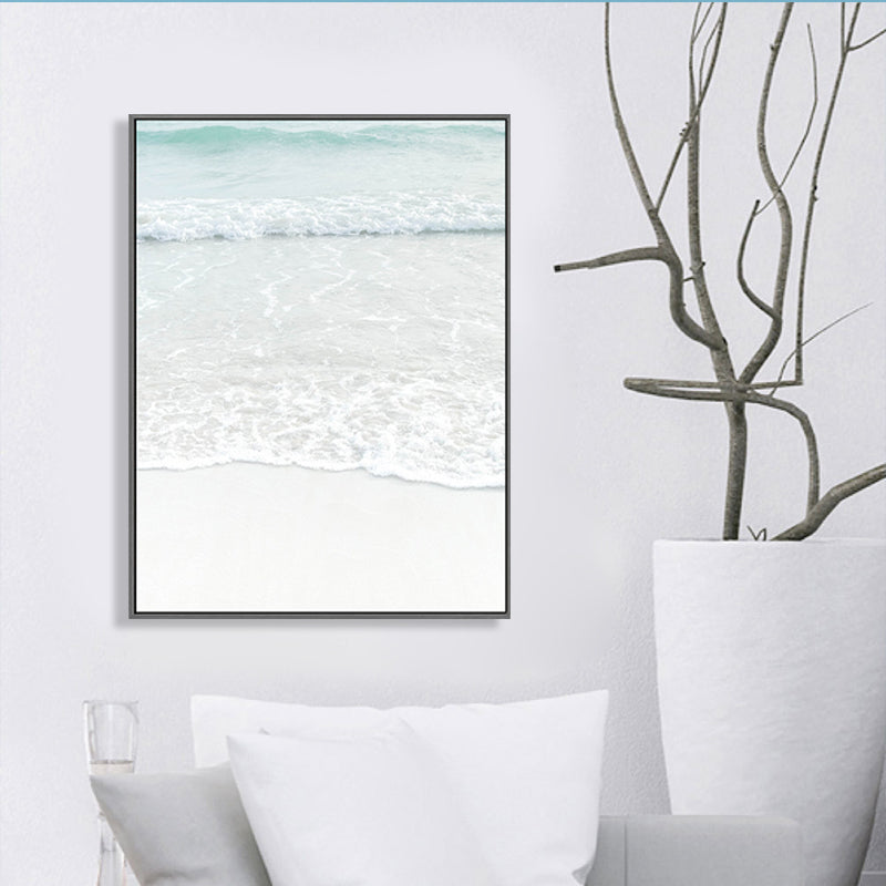 Beige Sea-water Wall Decoration Tropical Style Texture Canvas Print for Dining Room