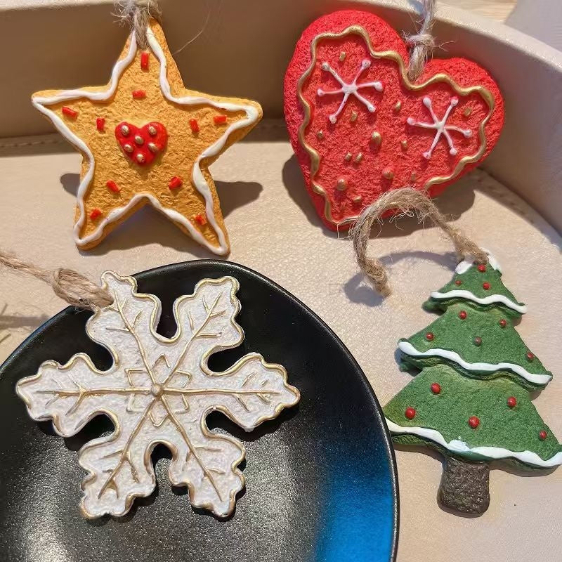 Retro Christmas Resin Small Snowflake & Pentagram Pendant