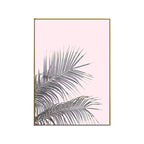 Canvas Pink Painting Tropical Style Leaves Wall Art Print, Multiple Sizes Options