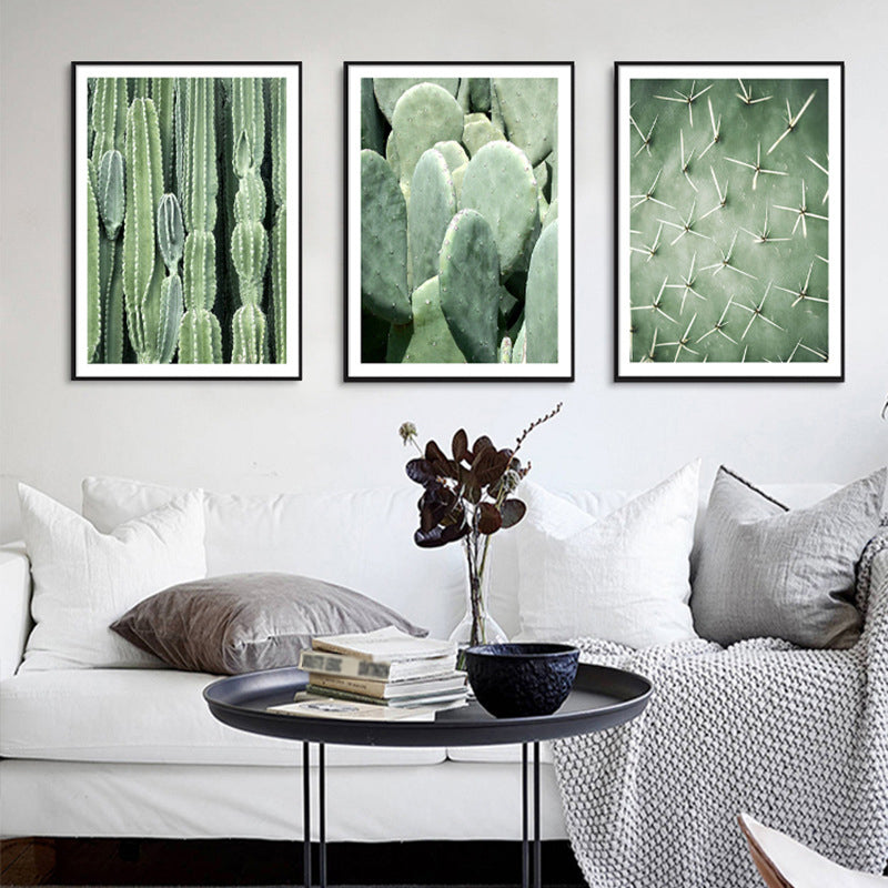 Cactus Signs Soft Color Canvas Wall Art Print Texture, Multiple Size Options