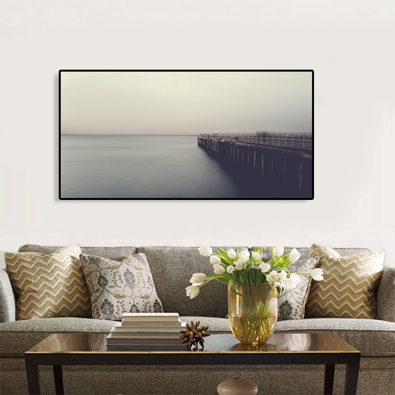Light Color Sea View Painting Texture Wall Decoration Print for Guest Accommodations, Multiple Sizes
