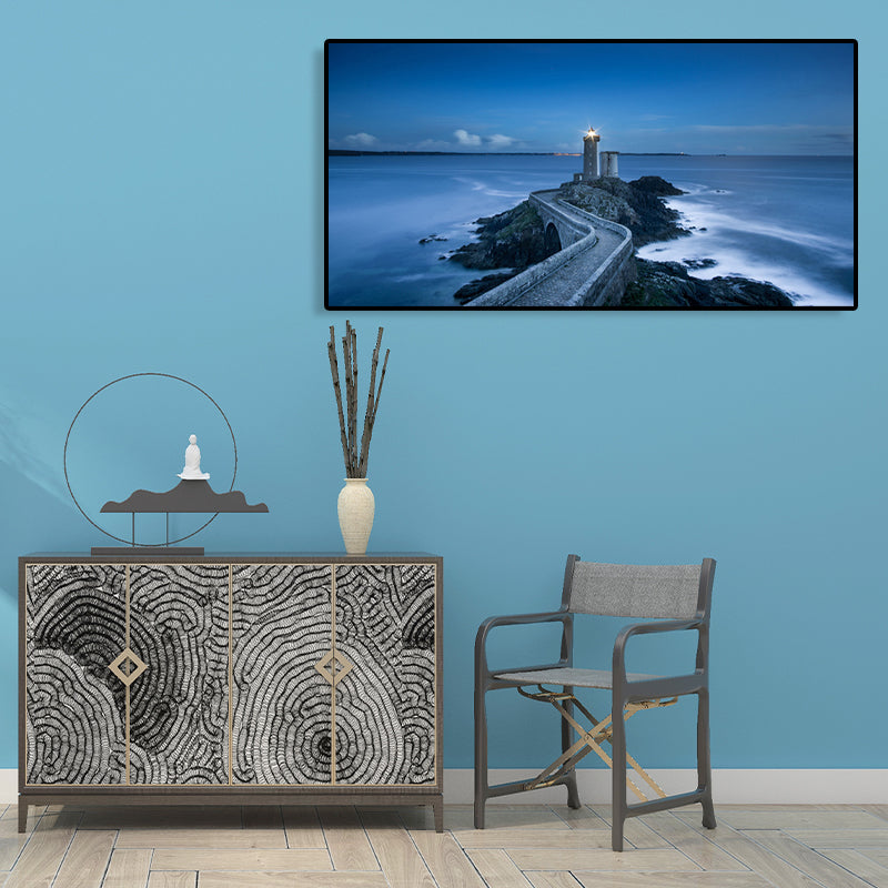 Light Color Sea View Painting Texture Wall Decoration Print for Guest Accommodations, Multiple Sizes