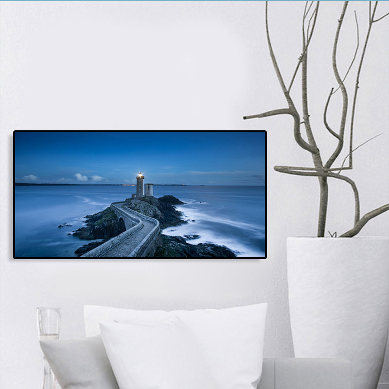 Light Color Sea View Painting Texture Wall Decoration Print for Guest Accommodations, Multiple Sizes
