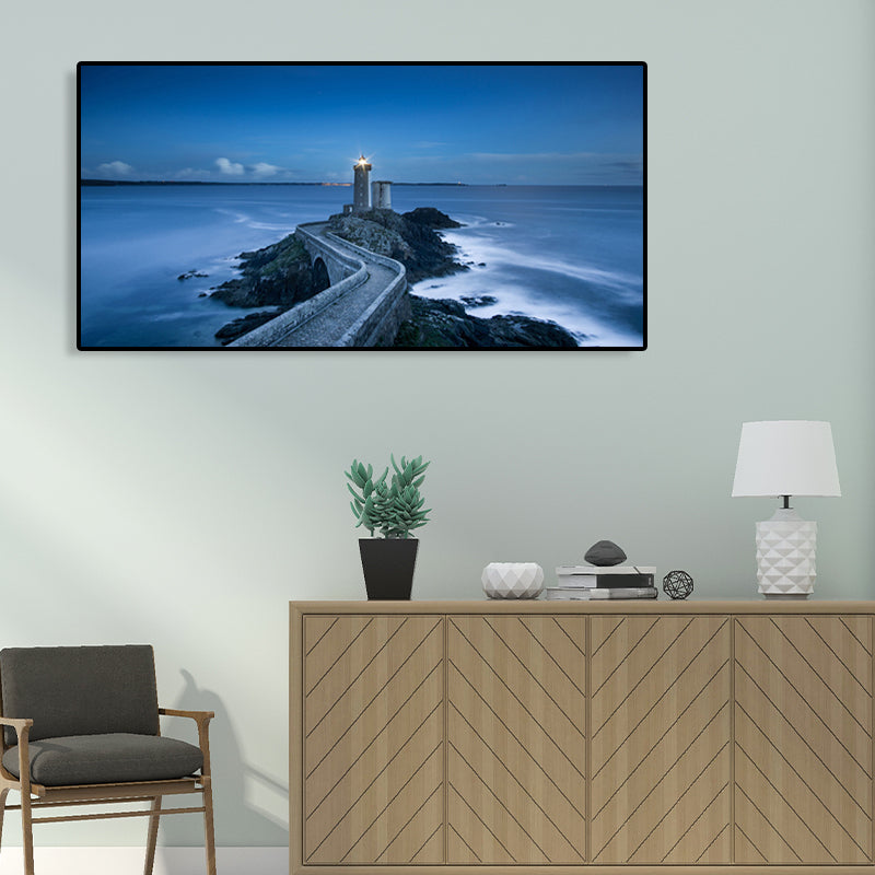 Light Color Sea View Painting Texture Wall Decoration Print for Guest Accommodations, Multiple Sizes