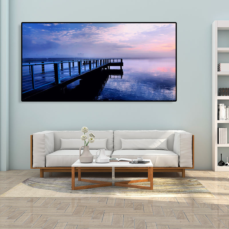 Light Color Sea View Painting Texture Wall Decoration Print for Guest Accommodations, Multiple Sizes