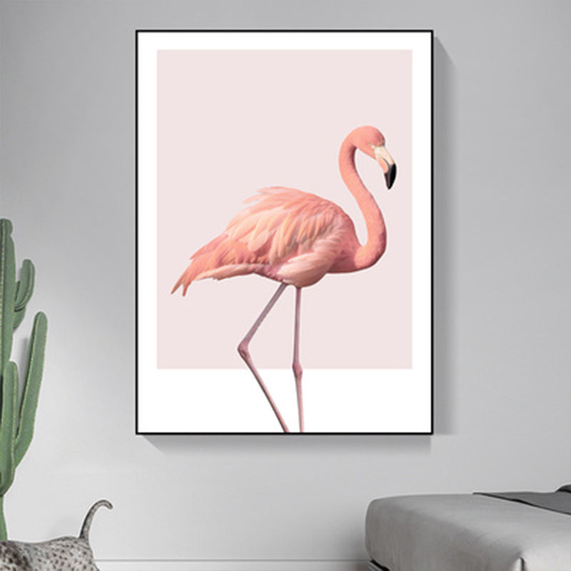 Pink Flamingo Canvas Art Woven Tropical Girls Bedroom Wall Decor, Multiple Sizes