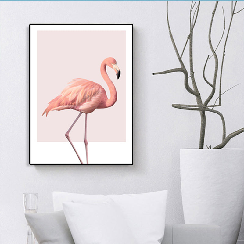 Pink Flamingo Canvas Art Woven Tropical Girls Bedroom Wall Decor, Multiple Sizes