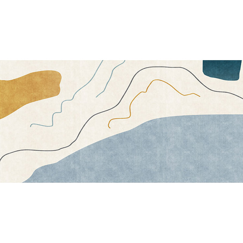 Modernist Abstract Rug Blue and Beige Polyester Rug Non-Slip Bottom Washable Pet Friendly Area Rug for Home