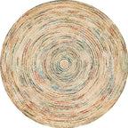 Retro Tribal Circles Pattern Carpet Yellow and Red Polyester Carpet Washable Pet Friendly Non-Slip Carpet for the Living Room