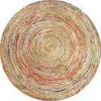 Retro Tribal Circles Pattern Carpet Yellow and Red Polyester Carpet Washable Pet Friendly Non-Slip Carpet for the Living Room