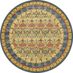 Retro Tribal Circles Pattern Carpet Yellow and Red Polyester Carpet Washable Pet Friendly Non-Slip Carpet for the Living Room