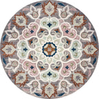 Retro Tribal Circles Pattern Carpet Yellow and Red Polyester Carpet Washable Pet Friendly Non-Slip Carpet for the Living Room