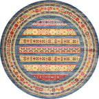 Retro Tribal Circles Pattern Carpet Yellow and Red Polyester Carpet Washable Pet Friendly Non-Slip Carpet for the Living Room