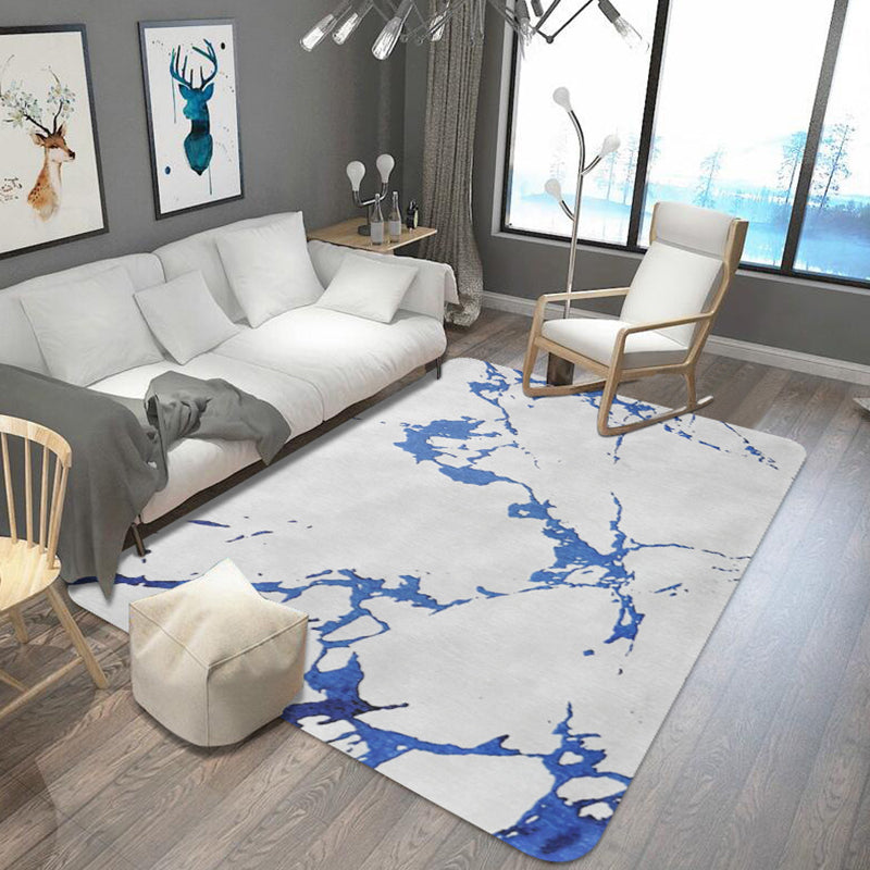 Unique abstract rug Blue and White Shabby Chic rug Polyester Machine washable Non-slip rug for the living room