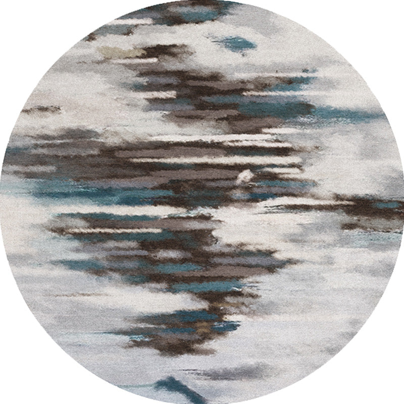 Funky Contemporary Rug Multicolored Watercolor and Swirl Stripe Pattern Rug Pet Friendly Non-Slip Washable Rug for the Home Office