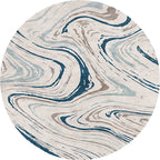 Funky Contemporary Rug Multicolored Watercolor and Swirl Stripe Pattern Rug Pet Friendly Non-Slip Washable Rug for the Home Office