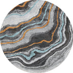 Funky Contemporary Rug Multicolored Watercolor and Swirl Stripe Pattern Rug Pet Friendly Non-Slip Washable Rug for the Home Office