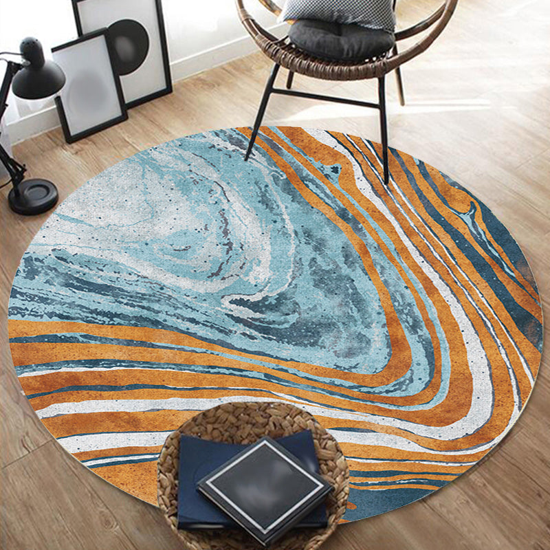 Funky Contemporary Rug Multicolored Watercolor and Swirl Stripe Pattern Rug Pet Friendly Non-Slip Washable Rug for the Home Office