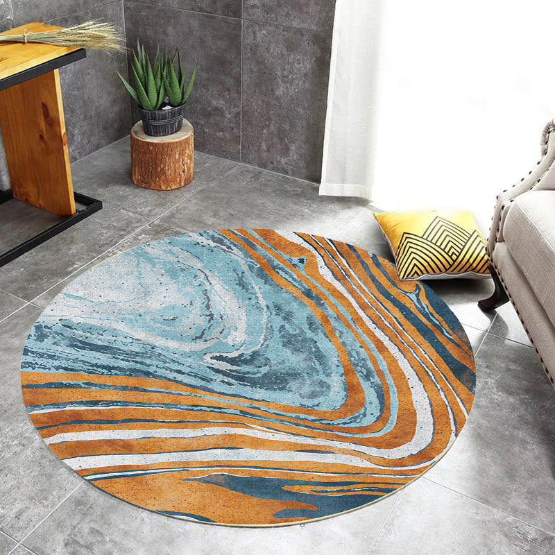 Funky Contemporary Rug Multicolored Watercolor and Swirl Stripe Pattern Rug Pet Friendly Non-Slip Washable Rug for the Home Office