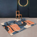 Funky Nordic Rug Orange and Blue Abstract Rug Pet-Friendly Non-Slip Washable Rug for Decoration