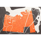 Orange and Black Abstract Area Rug Polyester Modern Rug Washable Non-Slip Pet-Friendly Area Rug for Living Room