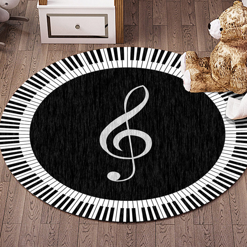 Multicolor Flowers Pattern Rug with Star and Heart Polyester Kids Rug Washable Non-Slip Pet-Friendly Rug for Children's Room