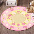 Multicolor Flowers Pattern Rug with Star and Heart Polyester Kids Rug Washable Non-Slip Pet-Friendly Rug for Children's Room