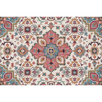 Traditional Tribal Flower Pattern Rug Multicolored Moroccan Rug Polyester Pet Friendly Non-Slip Back Washable Rug for Living Room