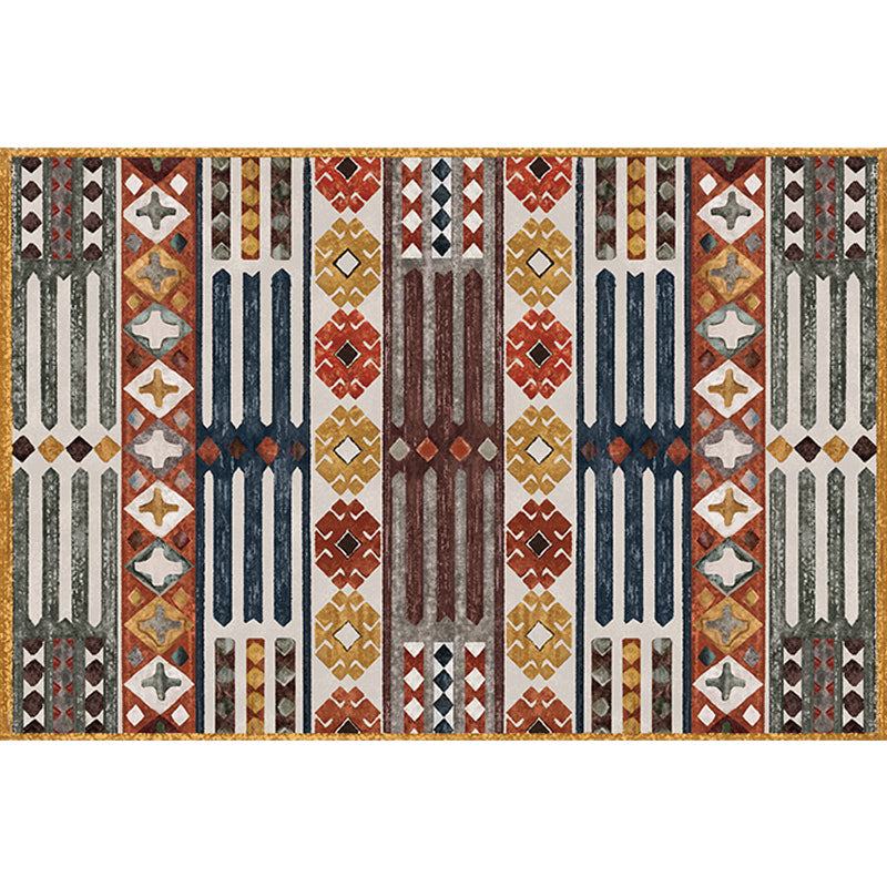 Traditional Tribal Flower Pattern Rug Multicolored Moroccan Rug Polyester Pet Friendly Non-Slip Back Washable Rug for Living Room