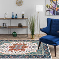 Traditional Tribal Flower Pattern Rug Multicolored Moroccan Rug Polyester Pet Friendly Non-Slip Back Washable Rug for Living Room