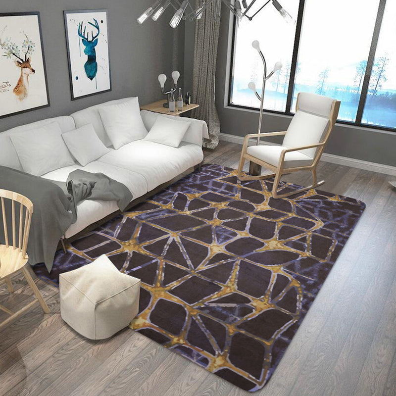 Oriental abstract carpet multicolored polyester carpet washable pet-friendly non-slip carpet for living room