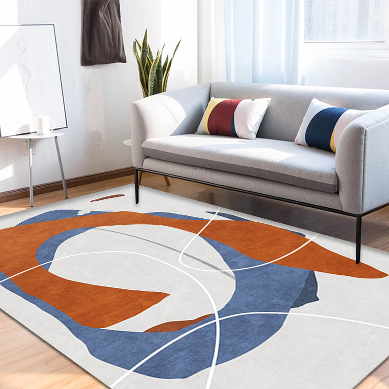 Creative Multicolor Modernist Carpet Polyester Abstract Carpet Washable Pet-Friendly Non-Slip Rug for Living Room
